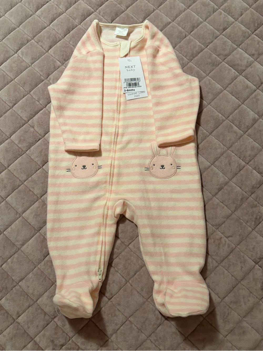 Next. Pink Striped Bunny One-Piece Sleepsuit